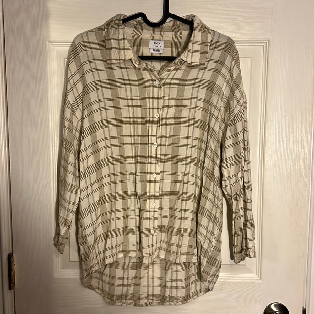RVCA Drift Away Plaid Button Up Top Womens